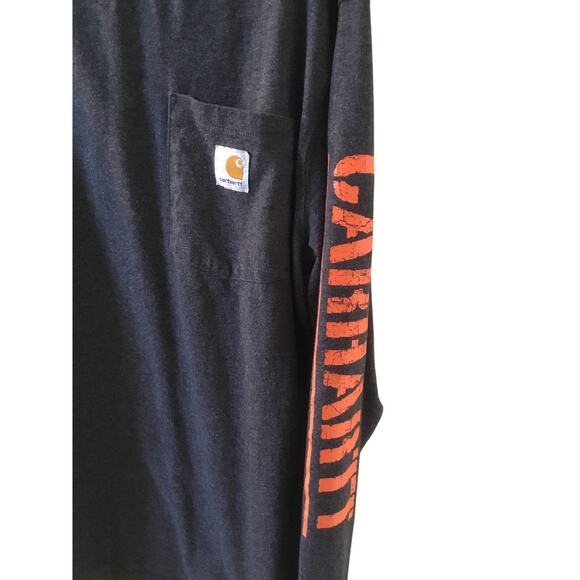 Carhartt Original Fit Spell out Long Sleeve Long Sleeve Pocket T-shirt Size S - Picture 3 of 4